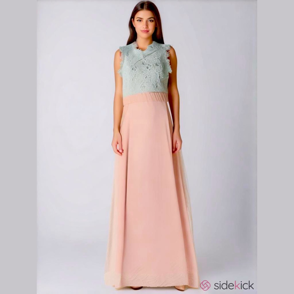 Rani Arabella cream and Peach Maxi Dress Medium
